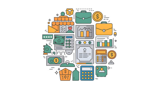A bundle of insurance set icons. There are icons for auto insurance, health insurance, life insurance, and home insurance.
