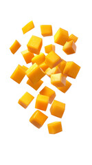 Poster - Falling Mango cube isolated on transparent background
