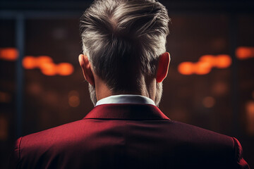 Poster - generative ai picture of middle aged gentleman severe angry boss wearing suit