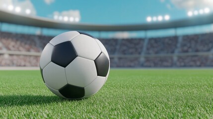 A captivating soccer ball banner showcasing a panoramic view of a soccer stadium, with the soccer ball in focus, symbolizing the passion and unity of soccer enthusiasts.