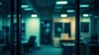 © Svitlana - Abstract blurred image of an office interior at night showcasing a blurry working space with a defocused effect