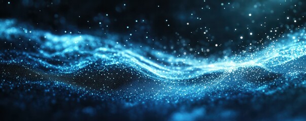 Wall Mural - abstract futuristic background with blue glowing light rays, stars, and space. digital technology co