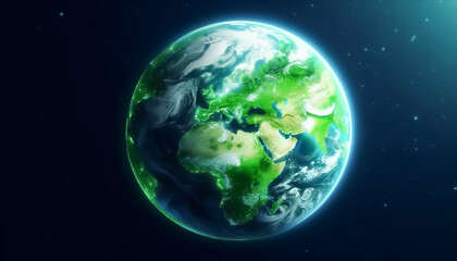 illustration of glowing green planet earth