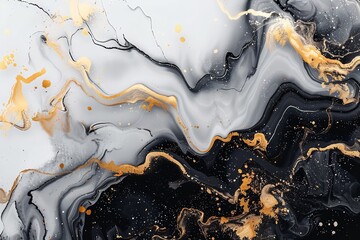 Poster - Black, white, and gold presentation background. Generative Ai
