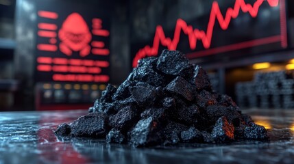 Poster - Economic analysis with coal and charts in a modern setting