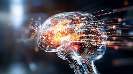 Poster - Revolutionary neural technology advancements digital space abstract visualization futuristic setting close-up view innovation impact