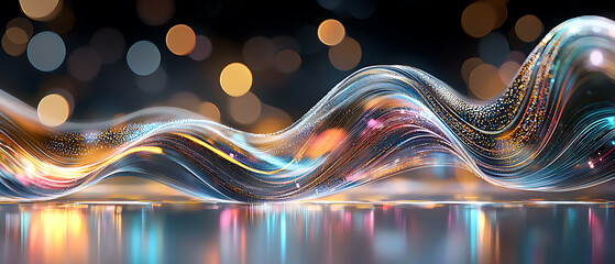 Poster - Dynamic light waves moving through abstract space vibrant colors digital art futuristic environment close-up perspective artistic concept