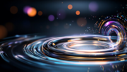Poster - Dynamic light waves and energy patterns abstract environment digital artwork cosmic vibes futuristic viewpoint visual concept