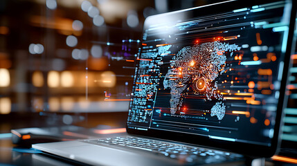 Poster - Dynamic data visualization digital workspace infographic technology hub close-up innovation in data science