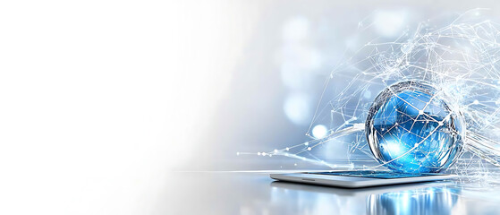 Poster - Innovative technology showcase digital sphere transformation modern workspace digital art futuristic abstract concept
