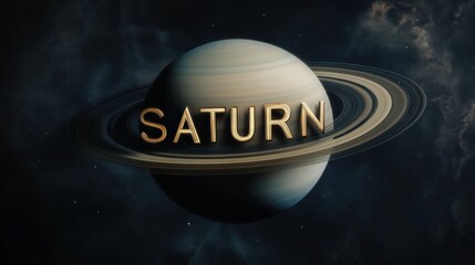 Wall Mural - planet Saturn in the solar system. The inscription 