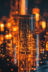 Wall Mural - Shimmering Metropolis: A Dazzling Display of Urban Luminance