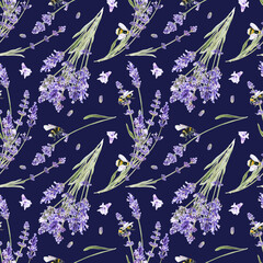 Wall Mural - Lavender seamless pattern. Rustic and cute Provencal style. Great for fabrics, greeting cards, wallpapers, wrapping paper, background