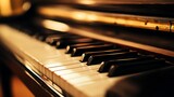 Close up Piano Keys. Concept of Music, Melody, and Performance.