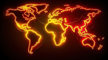Poster - A vibrant digital map of the world illustrating interconnected continents and cultures with glowing lines.