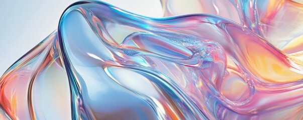 Poster - Flowing gradient transparent multilayer glass background,