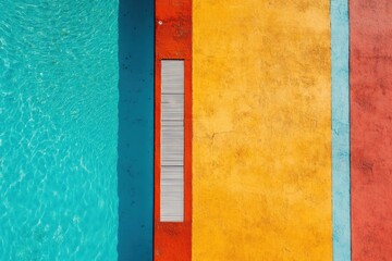 Aufkleber - Brightly colored swimming pool with clearly marked lanes offers a refreshing space for exercise and relaxation during sunny days. Generative AI