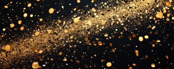 New Years Eve Celebration Background with Champagne and Confetti. Golden Holiday Party