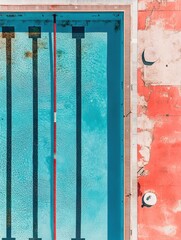 Aufkleber - Top-down view captures a vibrant swimming pool with marked lanes, showcasing clear blue water and ample space for text or design. Generative AI