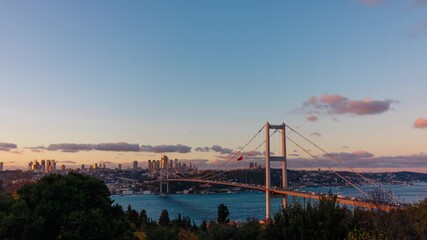 Wall Mural - istanbul and bosphorus bridge timelapse day to night video. visit istanbul concept video.