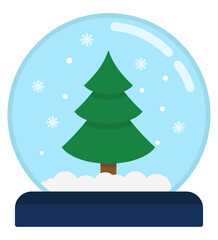 Wall Mural - Christmas snow globe with Christmas tree isolated on white background.