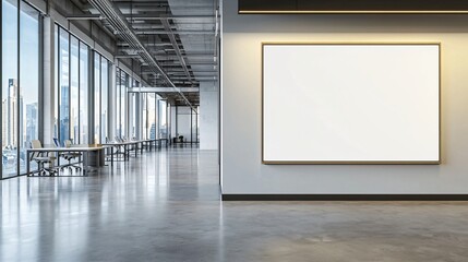 Wall Mural - Modern Office Interior Blank Canvas City View Contemporary Workspace