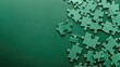 © Cherkasova Alie - he image of the puzzle pieces randomly scattered on a green background creates a playful and attractive visual concept.