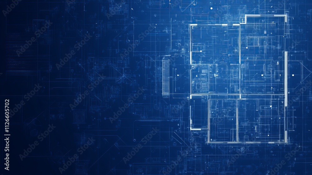 This digital blueprint showcases intricate geometric patterns and ...