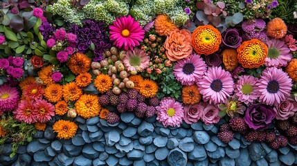 A vibrant display of colorful chrysanthemums dais flowers background