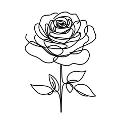 Wall Mural - linear rose icon. black and white image of a hand-drawn rose flower. vector illustration