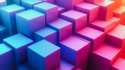 Poster - A colorful image of blocks in various shades of blue, pink, and purple