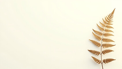 Aufkleber - A delicate exotic fern leaf is set against a simple yet elegant gold and white copy space background._00002_