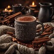 © Manzooran - _A_rustic_mug_of_hot_chocolate_placed_on_a_kni_0 (1)