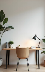 Fototapete - A modern office setup is featured in a flat lay design with an office desk table as its centerpiece._00002_