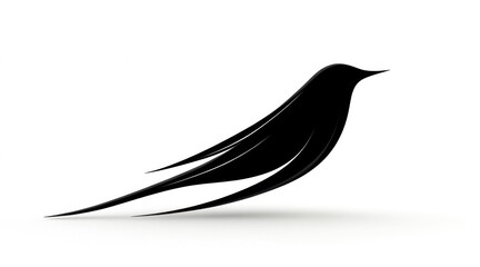 A sleek and minimalist black bird avatar features smooth curves and a streamlined shape, ideal for using in artistic and digital environments. This design emphasizes simplicity and elegance