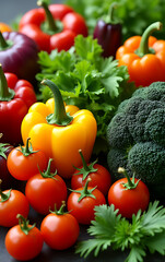 Poster - A set of colorful vegetables offers a healthy eating option with various vegetarian concepts._00002_