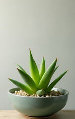 Poster - A vibrant succulent plant is featured against a neutral background for use in various decorative interior design patterns._00001_