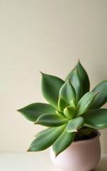 Poster - A vibrant succulent plant is featured against a neutral background for use in various decorative interior design patterns._00002_