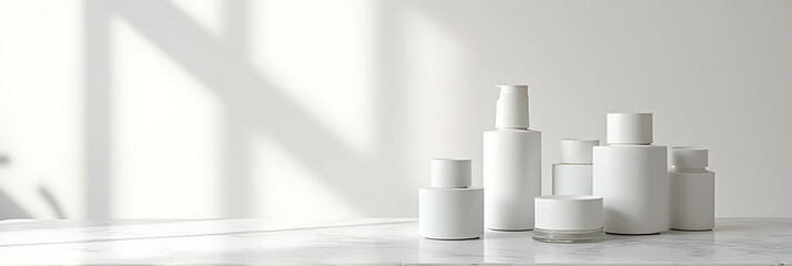 Poster - A white marble surface is used as a subtle background for showcasing products in a visually appealing tabletop display._00001_