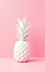 Poster - A white pineapple is placed against a soft pink pastel colored background evoking creativity and inspirational concepts in the viewer._00002_
