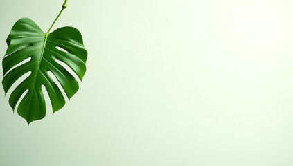 Poster - Beautiful Monstera leaves in selective focus with a transparent white background ideal for home decorating design purposes._00001_