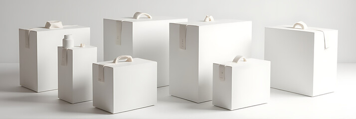 Aufkleber - Group of products packaged in a white box for online shopping ecommerce business concept._00002_