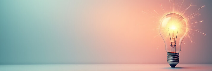 Poster - Illuminating ideas and creative concepts burst forth with a spark of genius on a soft pastel colored background._00001_