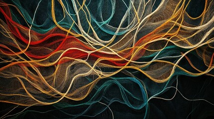 Wall Mural - abstract colorful flowing lines on black background.