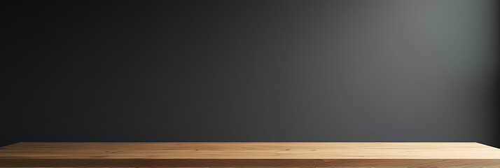 Aufkleber - Minimalist wooden tabletop features a clean surface against a dark wall, ideal for product display and creative visual storytelling purposes._00001_