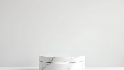 Aufkleber - The podium features a white marble surface, layered with a smooth finish to create an elegant presentation display platform._00001_