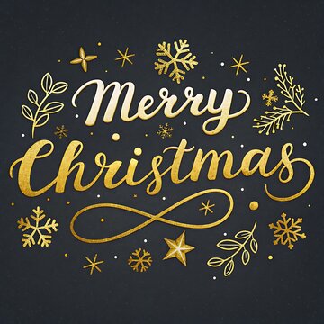 Gold glitter text Merry Christmas design
