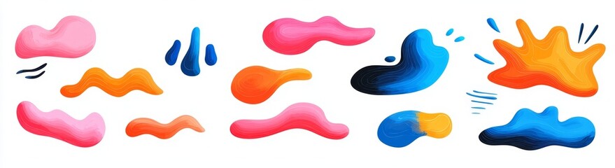 Poster - Luminescent blurry abstract blur spot. Y2K chameleon 3D aura shape gradient texture. Graphic design isolated pastel fluid paint colored blur.