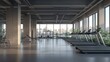 © wannathon - Modern Gym with City View and Treadmills