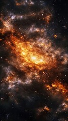 Wall Mural - a fiery cosmic nebula swirls through space